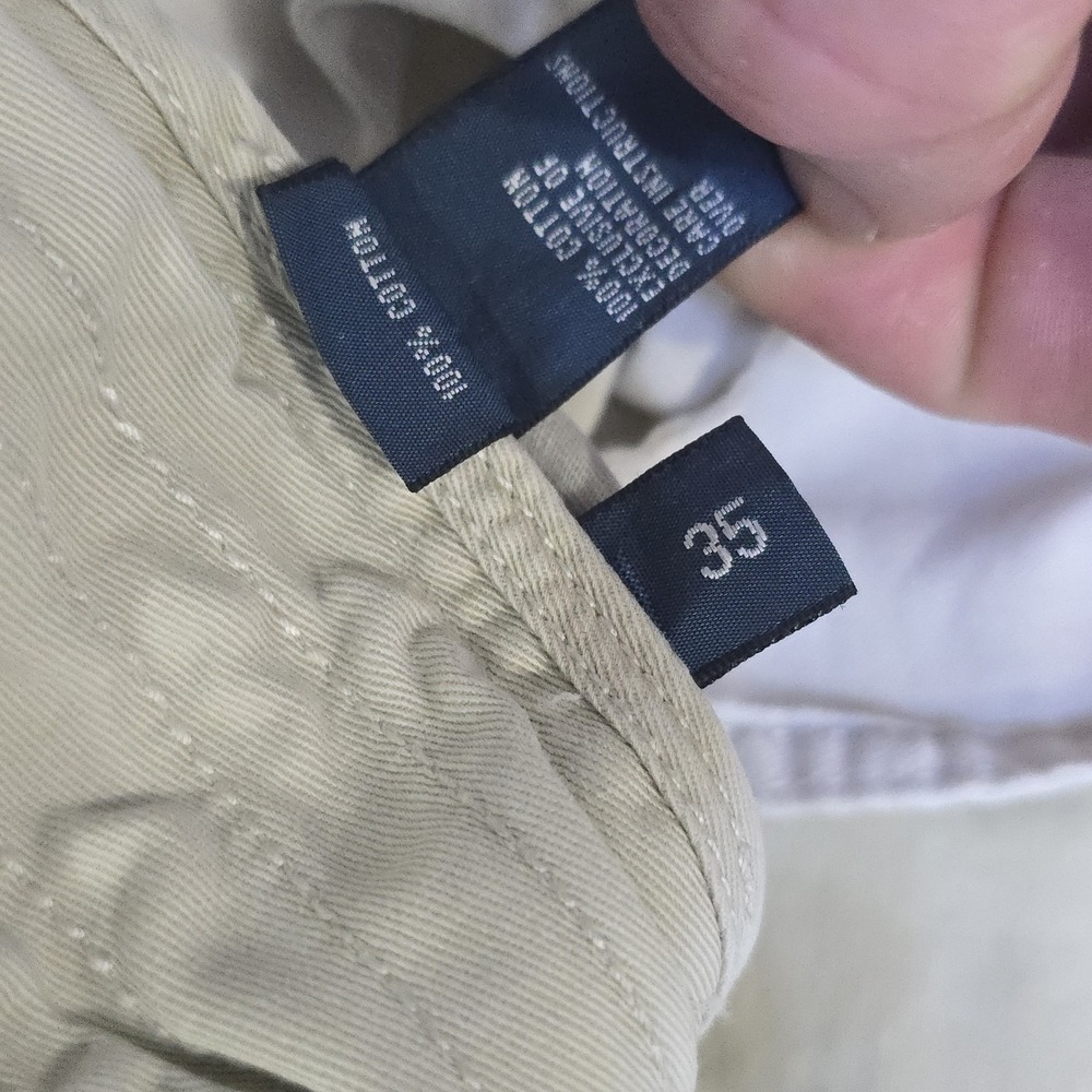 VTG Polo Ralph Lauren Bermuda Chino Shorts Drawstring Talon Zip Flap Pockets 35 - Picture 6 of 15